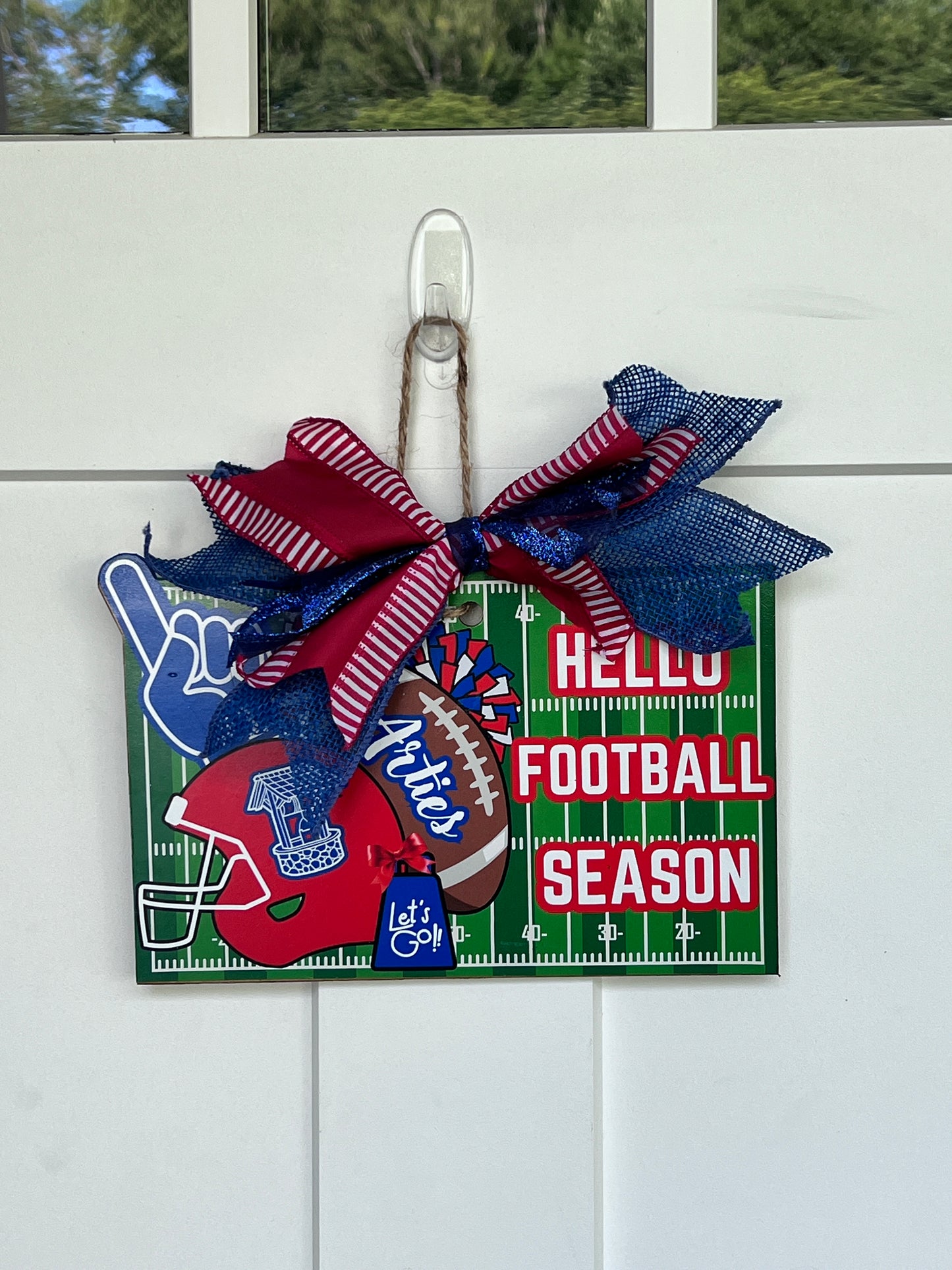 Custom football field door hang sign